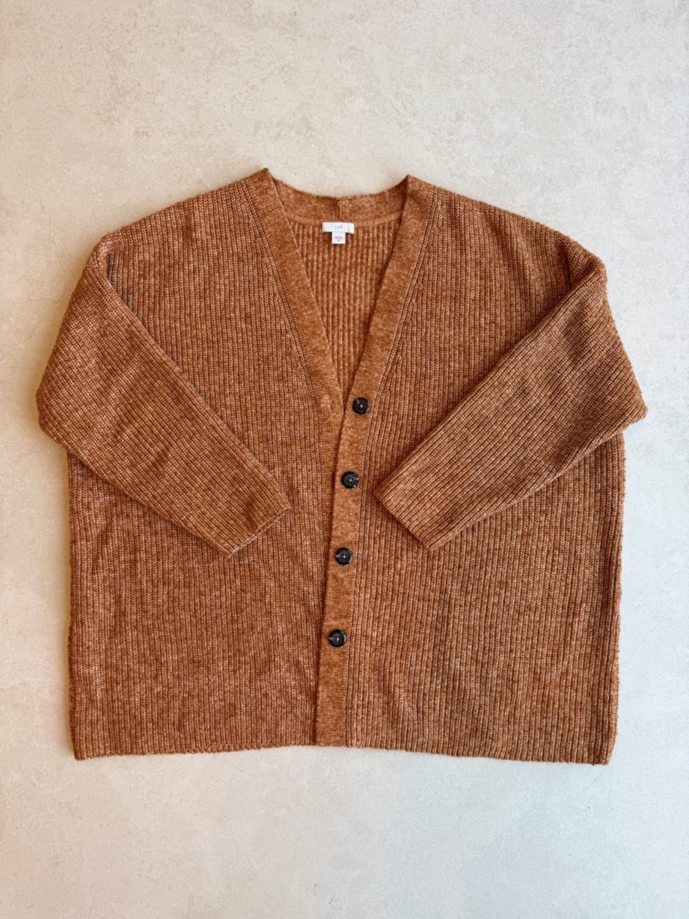 J. Jill Chestnut Brown Ribbed Button-Front Cardigan